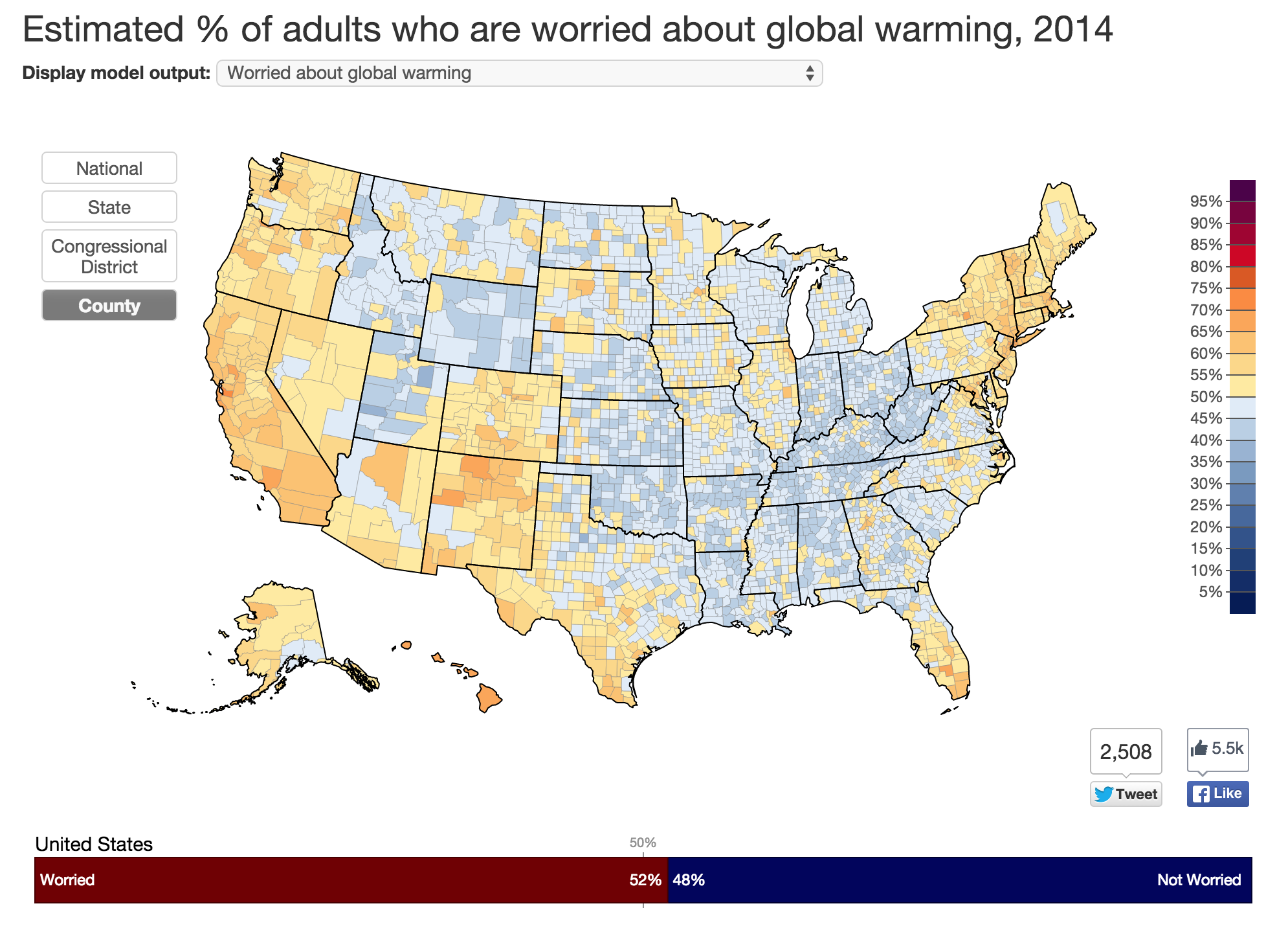 global warming map of usa