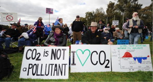 Climate change skeptics protesting against the 21st UN Climate Change Conference, outside the parliament house in Canberra, Australia. Source: Sputnik International