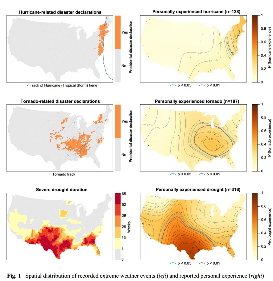 Image for Spatial Distribution of Recorded Extreme Weather Events (left) and Personal Experience (right)