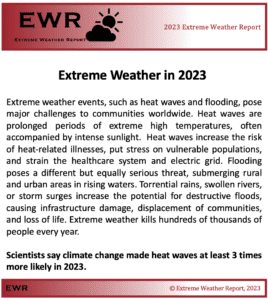 Example message with the key sentence at the end that says “Scientists say climate change made heat waves at least 3 times more likely in 2023.”