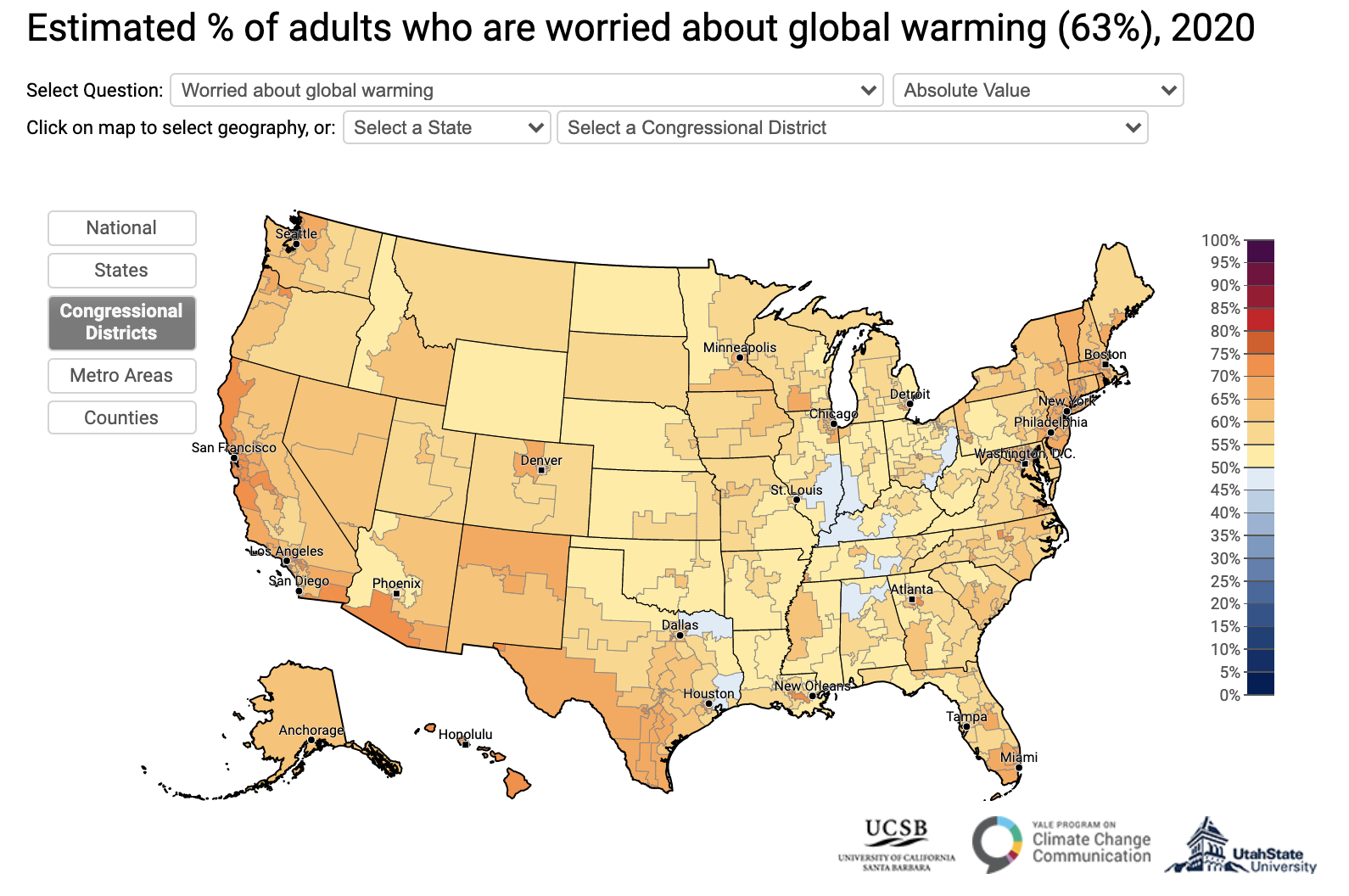 global warming map of usa