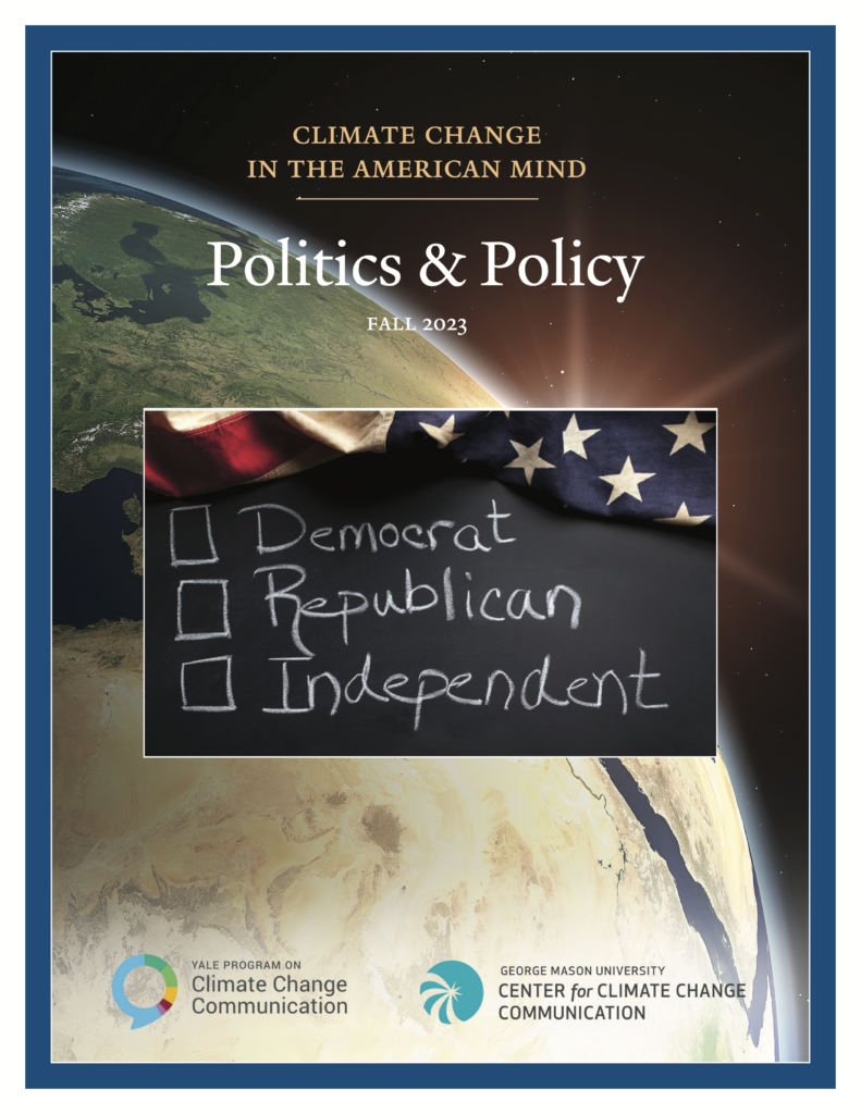 Cover image of the Climate Change in the American Mind: Politics & Policy, Fall 2023 report
